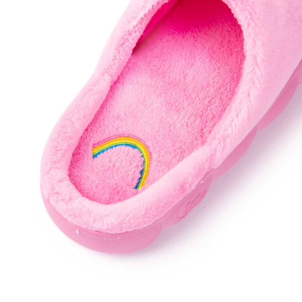 Care Bears Unisex Cozy Plush Memory Foam Indoor Outdoor Soled Slipper in Sizes S-XL, Cheer Bear-Pink Terry Clog, Large Women