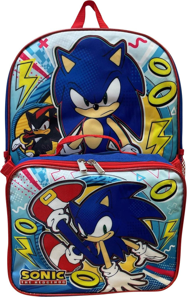 Sonic The Hedgehog 16 Inch Backpack With Detachable Matching Lunch Box