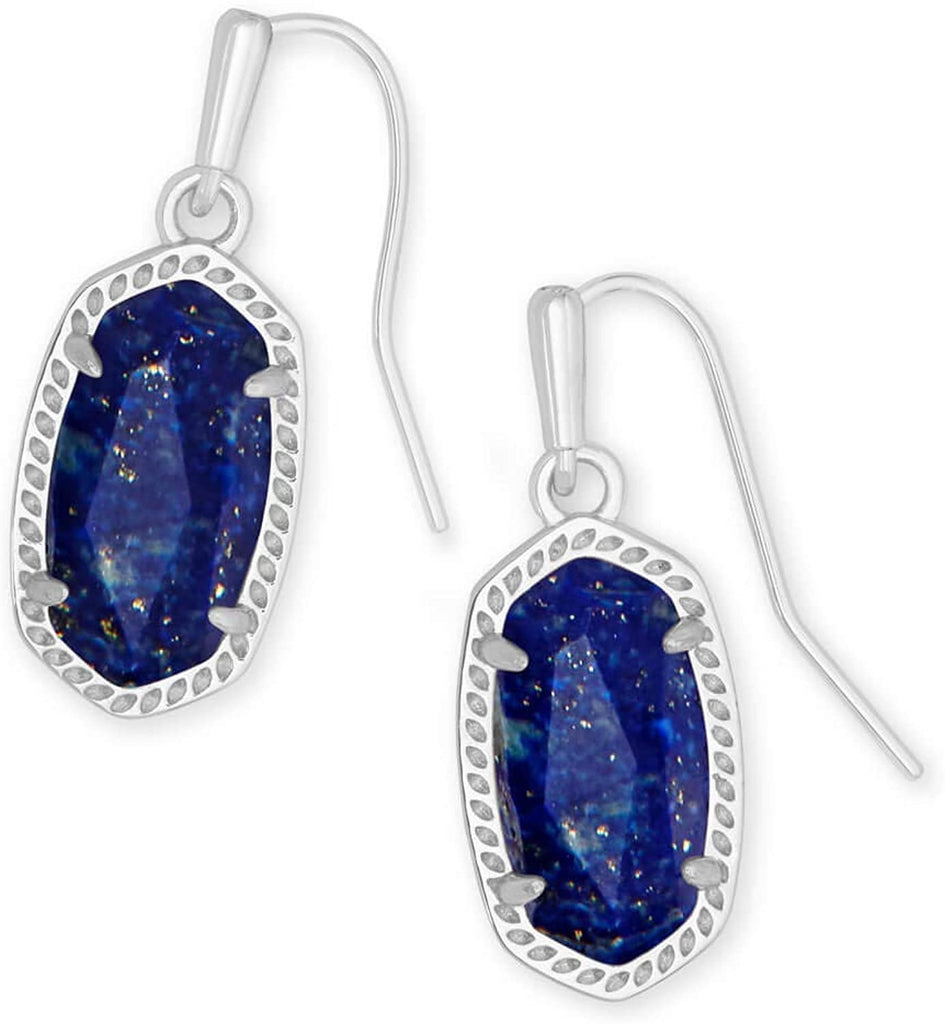 Kendra Scott Lee Bright Silver Drop Earrings In Blue Lapis