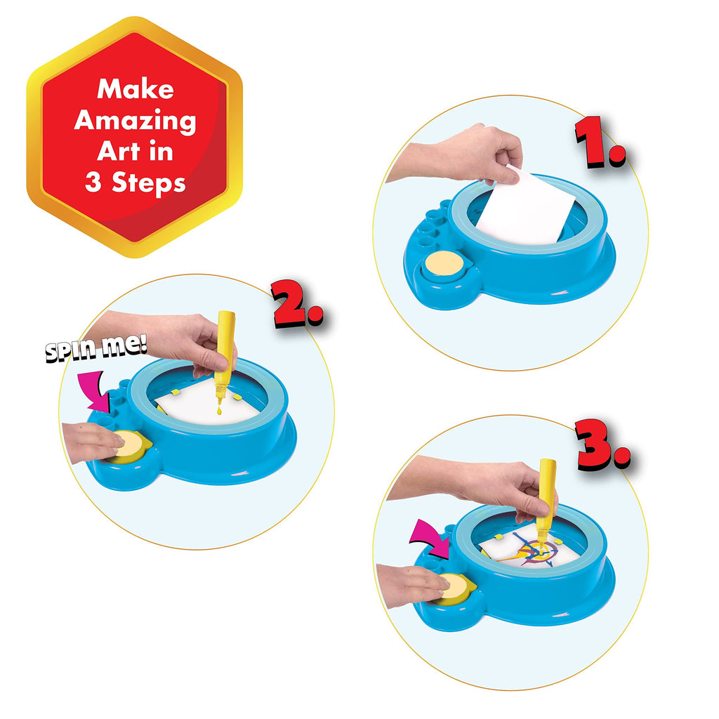 Lollipop Paw Patrol Spin Art for Kids - Paper Spinning Machine, Paint Spinner Station & Spiral Arts Kit with Frame, Blue