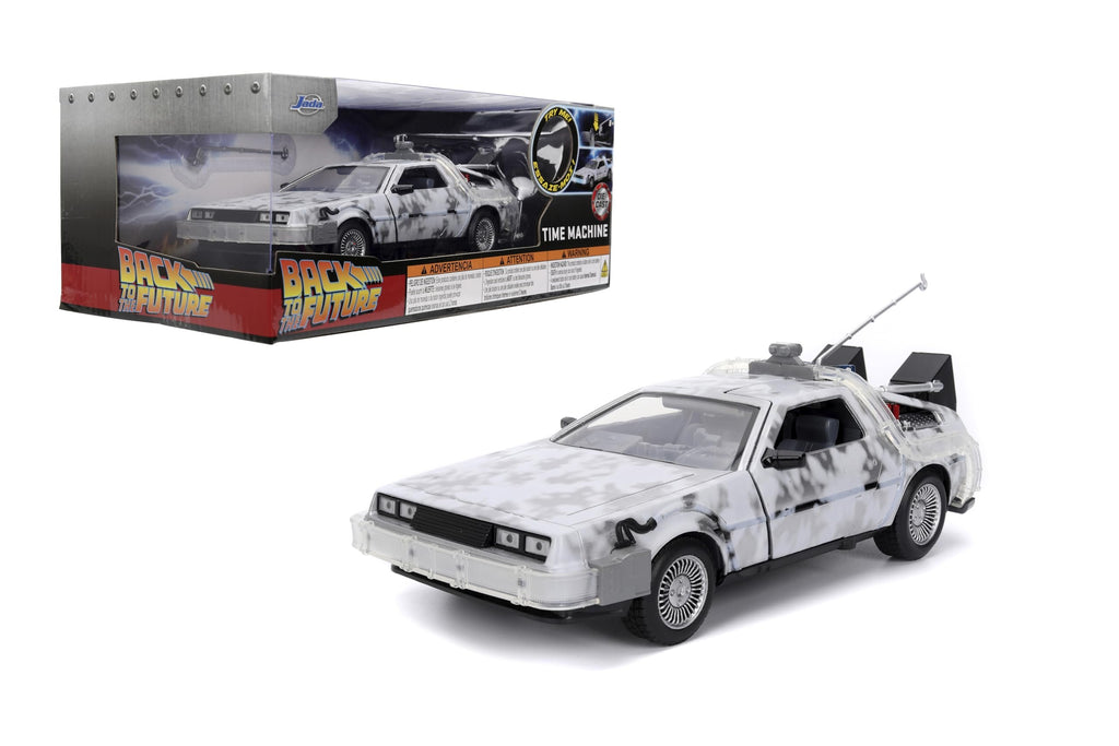 Jada Hollywood Rides – Back to The Future Time Machine (Frost Version) – 1:24 Scale – Die-Cast Car – Opening Doors & Hood – Hobby Edition – Collectible – Ages 8+ – Silver/White