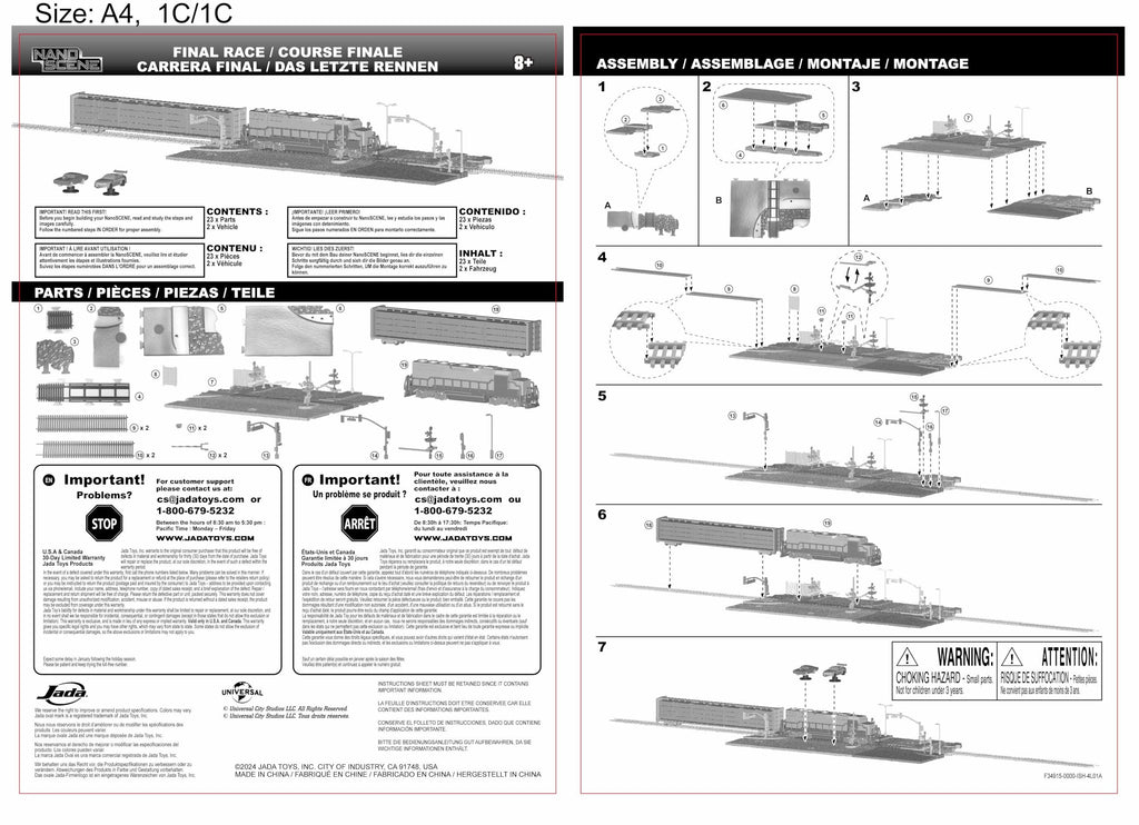 Fast & Furious Final Race Train Nano Scene & 2 1.65" Die-Cast Cars, Toys for Kids and Adults