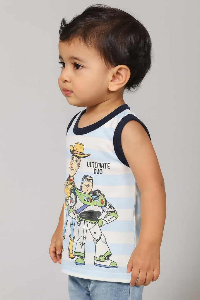 Disney Pixar Toy Story Boys’ Tank Top – Buzz Lightyear & Woody Graphic Shirt – Soft Cotton Blend Toddler & Kids Sleeveless Tee