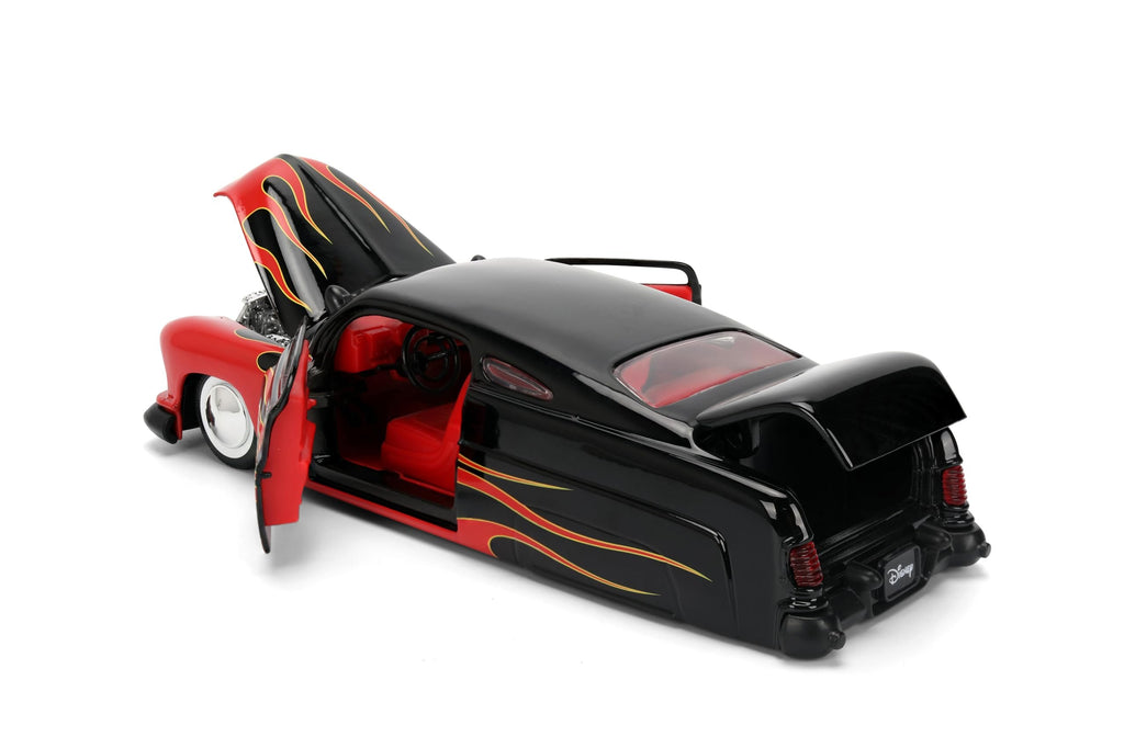 Jada Disney Vintage Mickey – 1951 Mercury – Hollywood Rides Die-Cast Car Toys – Flame Design –Mickey Figure – Collector's Edition – Age 8+ – Red/Black
