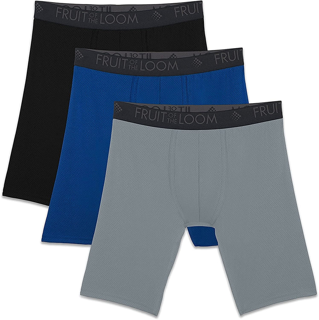Cotton- Mystery Colors Fruit of the Loom Men's Cotton Performance Boxer Briefs (12 Pack)