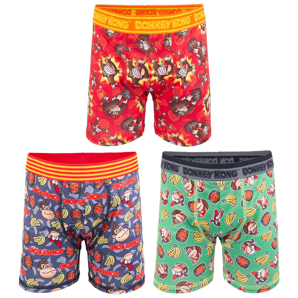 Nintendo boys Donkey Kong 3-pack Athletic Boxer Brief Sizes 4, 6, 8 & 10