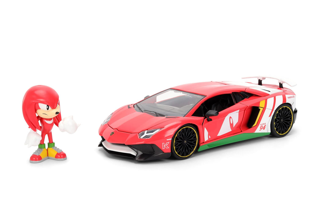 Jada Sonic Knuckles with Lamborghini Aventador SV – Hollywood Rides Die-Cast Vehicle & Knuckles Figure Toys – Opening Doors & Hood – Ages 8+