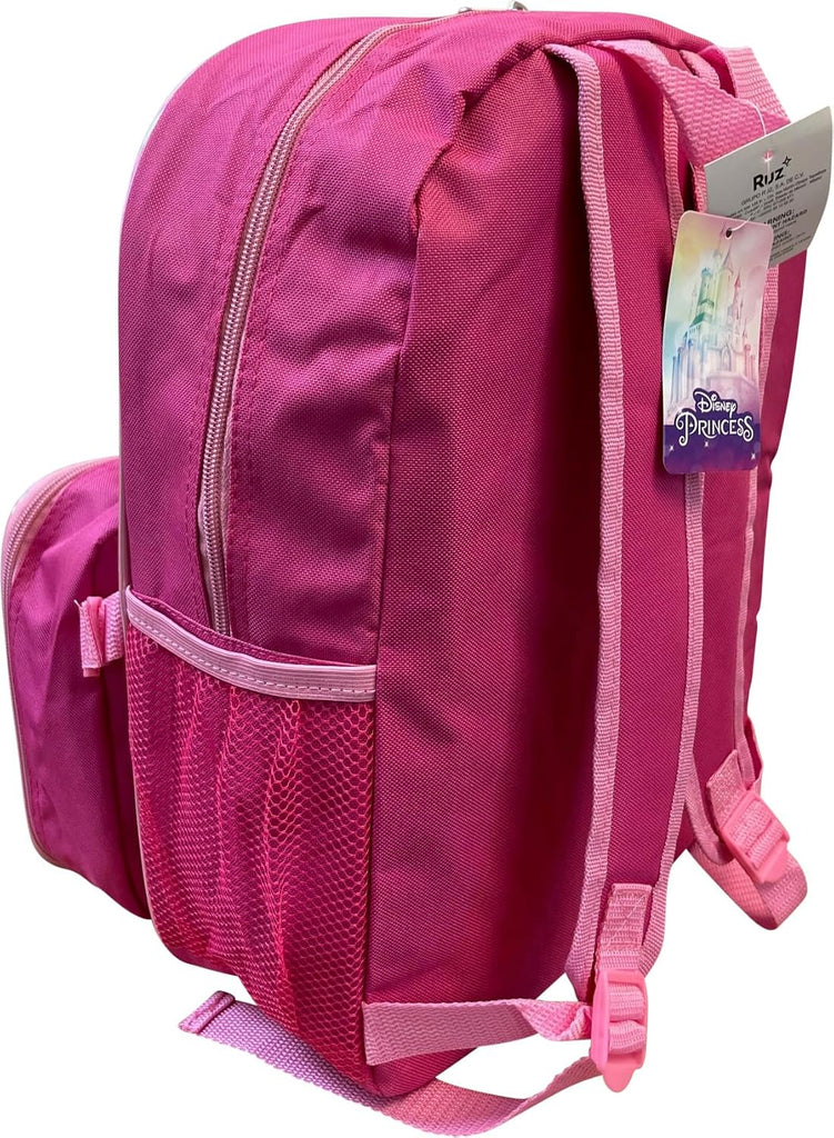 Kid's Licensed 16 Inch Backpack With Removable Lunch Box Set (Minnie Mouse Pink)