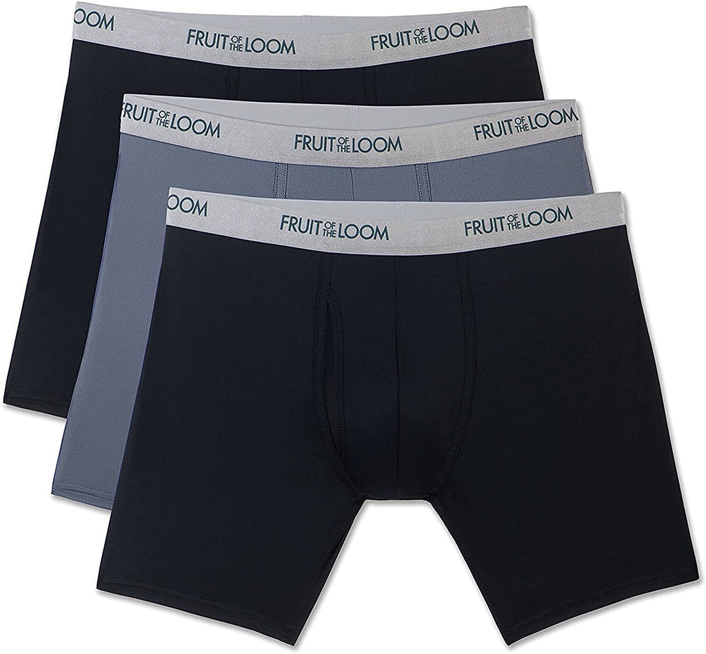 Fruit of the Loom Men's 12-Pack Everlight Boxer Briefs Breathable Nylon/Spandex Blend