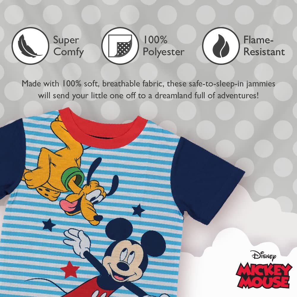 Disney Boys’ Mickey Mouse 3-Piece Loose-Fit Pajamas Set, Mickey and Pluto 3, 12M