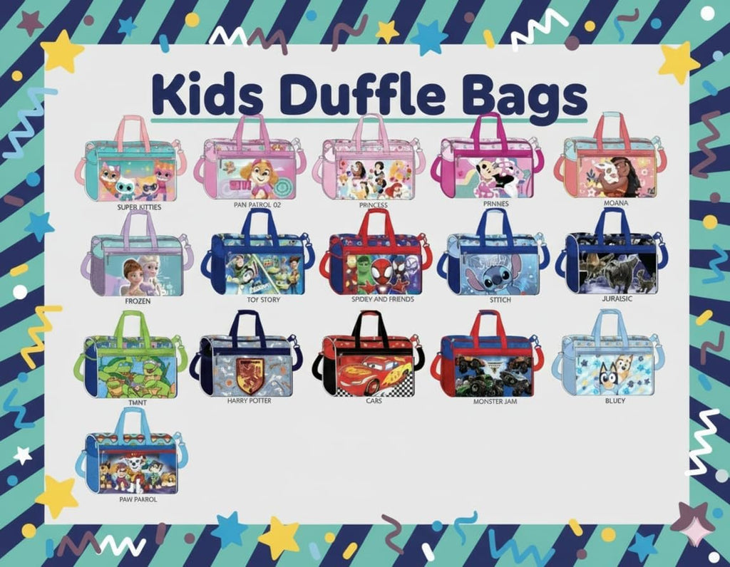 Disney Kids Duffle Bag 16.5" – Travel & Sports Bag with Zipper Pocket, Mesh Side Pockets & Shoulder Strap