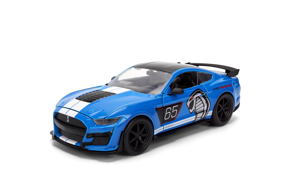 Jada Toys Bigtime Muscle 1:24 2020 Ford Mustang Shelby GT 500 Die-cast Car – Opening Doors, Hood, Trunk, Rubber Tires(Glossy Blue)