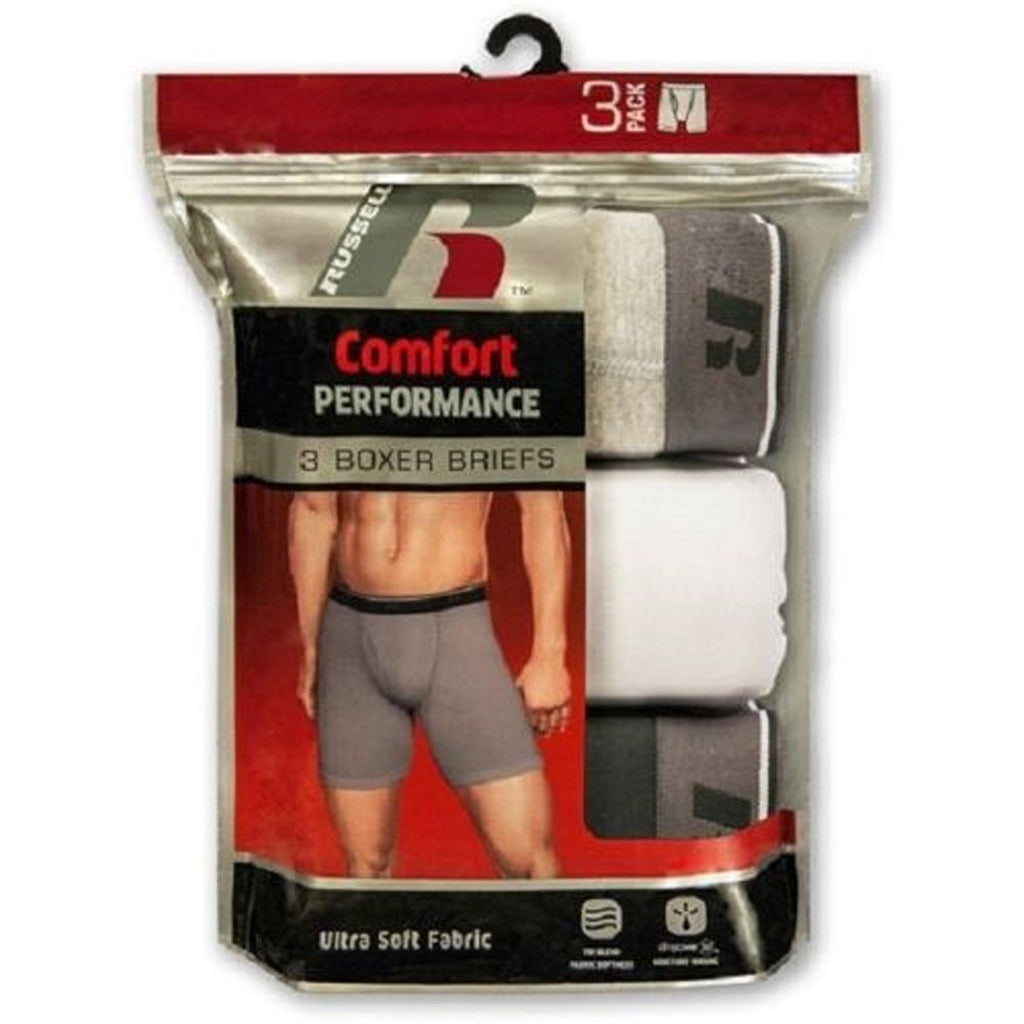 Russell Mens Comfort Performance 3-pk Boxer Briefs (Small - XX-Large)