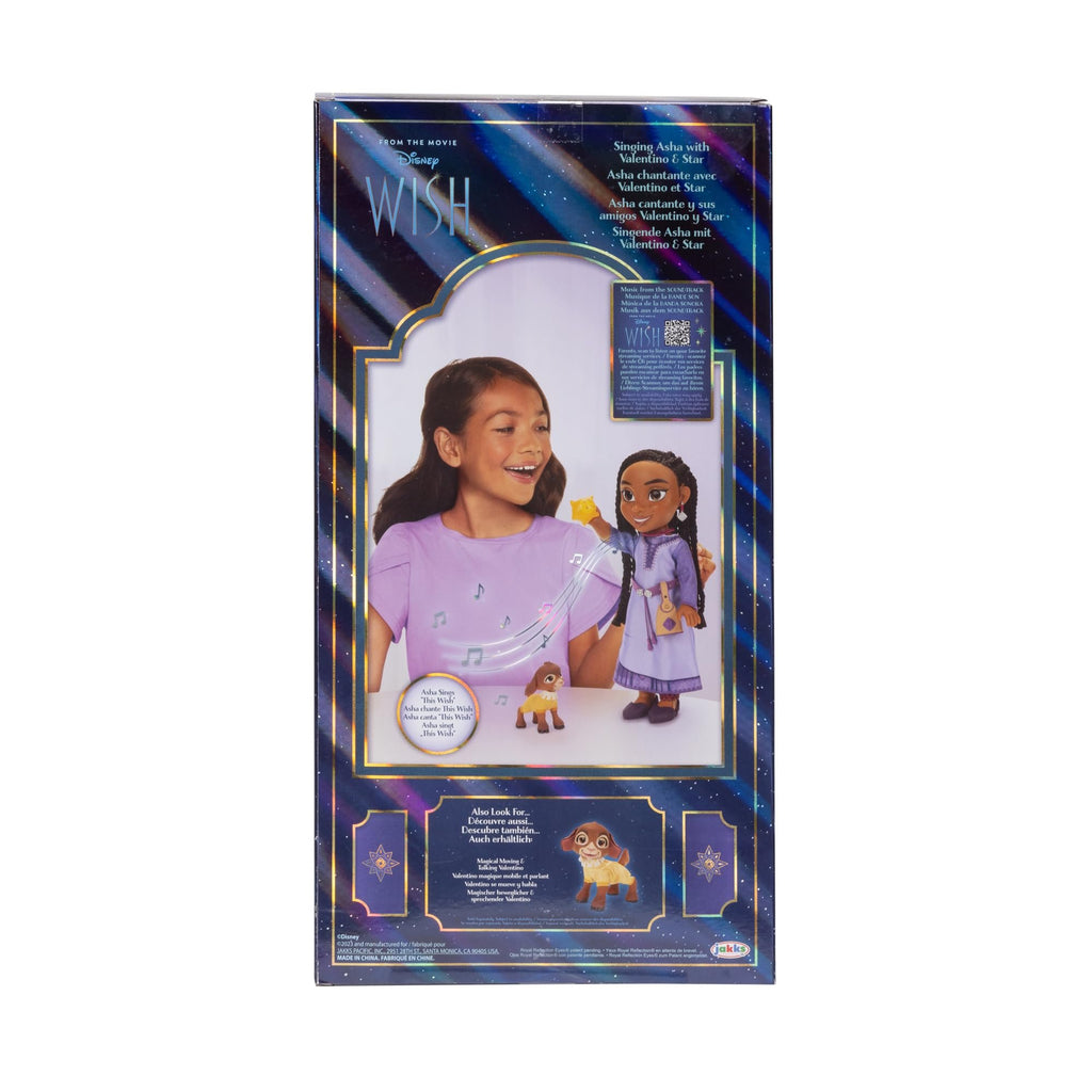 Disney's Wish Singing Asha Doll with Valentino & Star Figures, Asha Signs & Talks, 14 Inches Tall