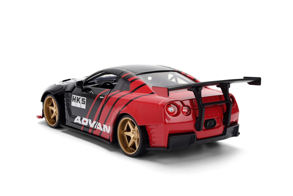 Jada 2009 Nissan GT-R Ben Sopra HSK Advan, Black/Red Toys 37022-1/24 Scale Diecast Model Car