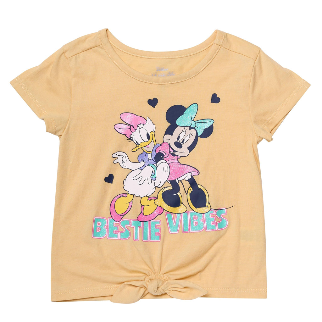 Minnie Mouse Girls 2 Piece Shorts and Short Sleeve T-Shirt Set (Pale Pink, 4T)
