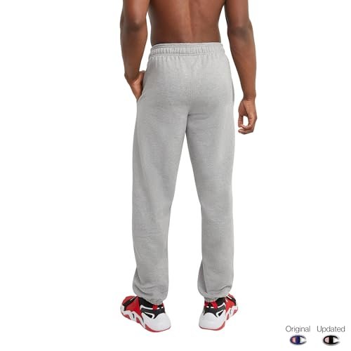 Champion Sweatpants, Powerblend, Fleece, Comfortable Relaxed-Bottom Pants for Men (Reg. or Big, Oxford Gray C Patch Logo, X-Large Tall