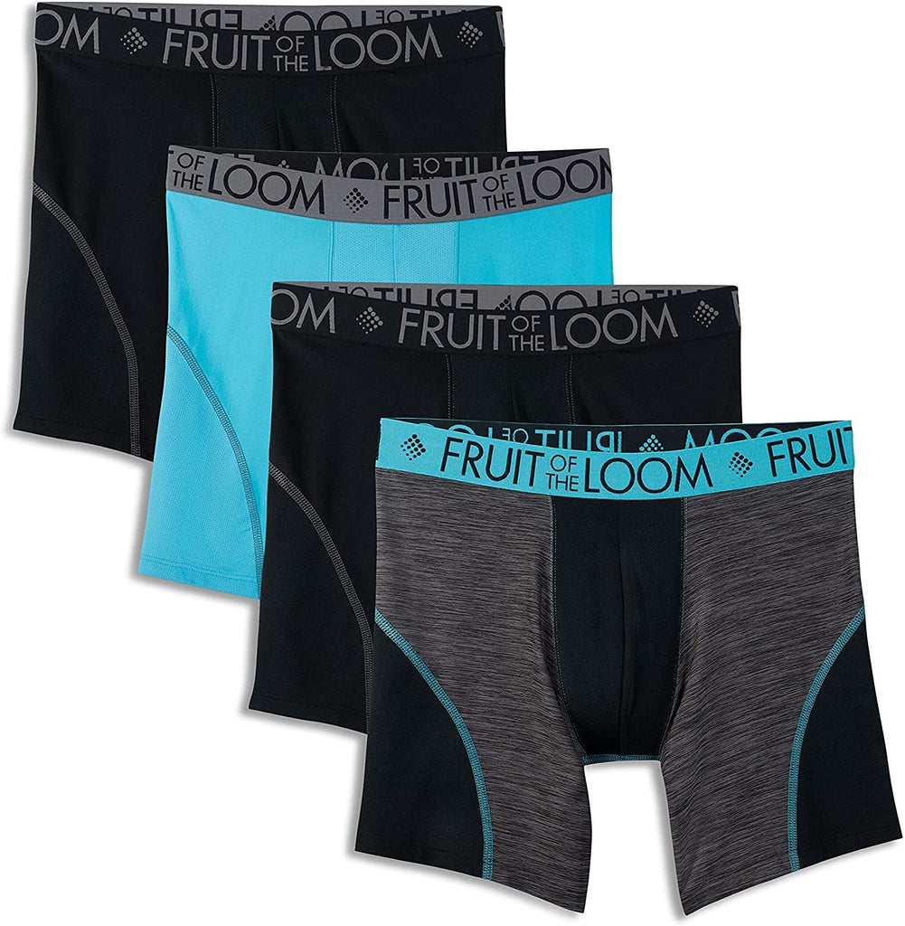 Fruit of the Loom Men's 12-Pack Everlight Long Leg Boxer Briefs Breathable Nylon/Spandex Blend