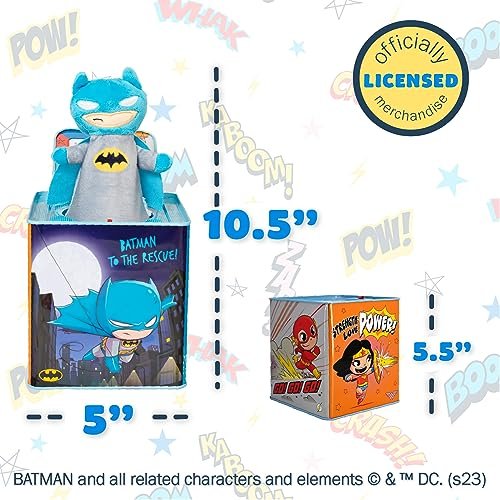 KIDS PREFERRED DC Comics The Batman Jack in The Box Musical Toys for Babies and Toddlers, Plays “Pop Goes The Weasel” The Dark Knight Springs Out from A Colorful Box