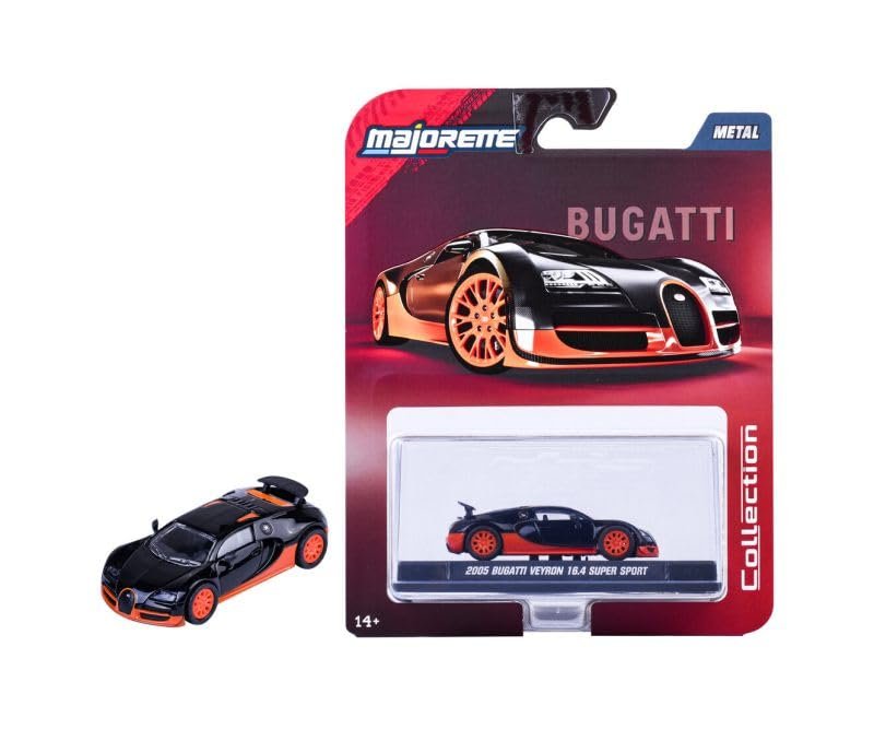 Jada Majorette Collection – Bugatti Veyron SS 1:64 Die-Cast Model Car with Rubber Tires & Display Case, for Collectors & Adults
