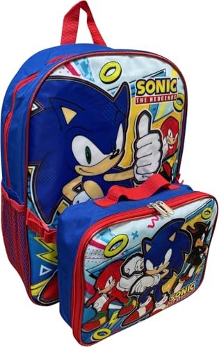 Ruz Sonic The Hedgehog 16 Inch Backpack With Detachable Matching Lunch Box (Sonic II)