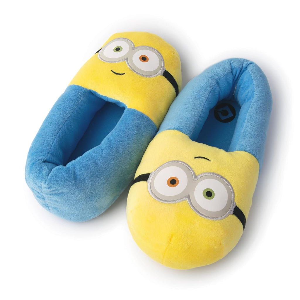 Handcraft Minions Kids Oversized Plush Step-In Slippers with 2 Eyes, Yellow, 7-8 Big Kid