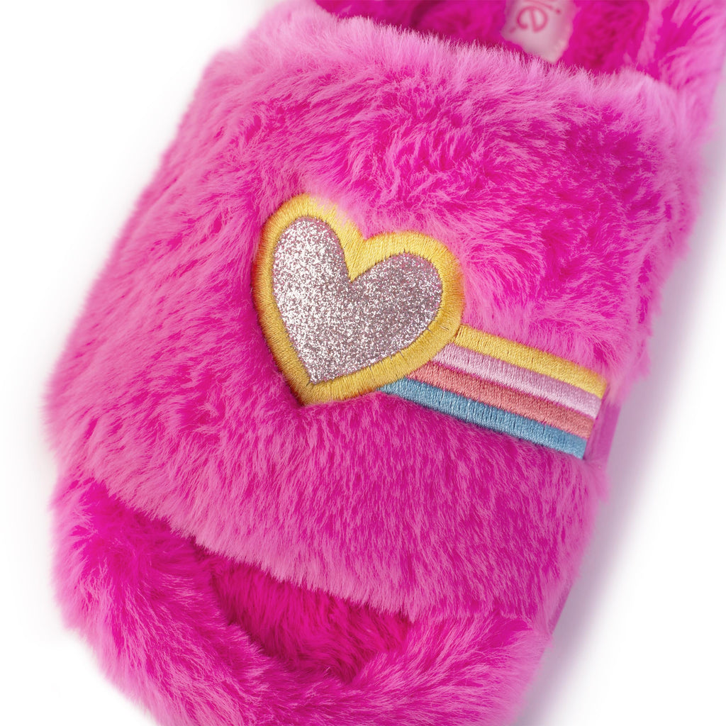 Barbie womens Barbie Cozy X-band & Open Toe Faux Fur Memory Foam Indoor Outdoor Soled Slipper Xs-xl