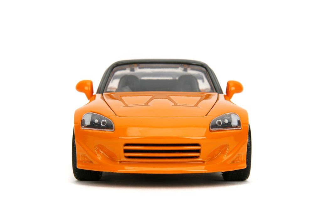 Jada 2001 Honda S2000 with Naruto Figure - Die-Cast Vehicle - 1:24 Scale, Opening Doors, Hood & Trunk, Rubber Tires - Hollywood Rides Anime Series - Ages 8+ - Orange/Black