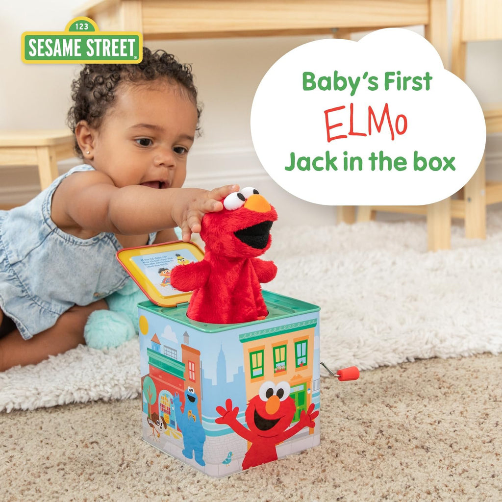 KIDS PREFERRED Sesame Street Elmo Jack in The Box Musical Toys for Babies and Toddlers, Play Waltzing Matilda Elmo Springs Out from a Colorful Box