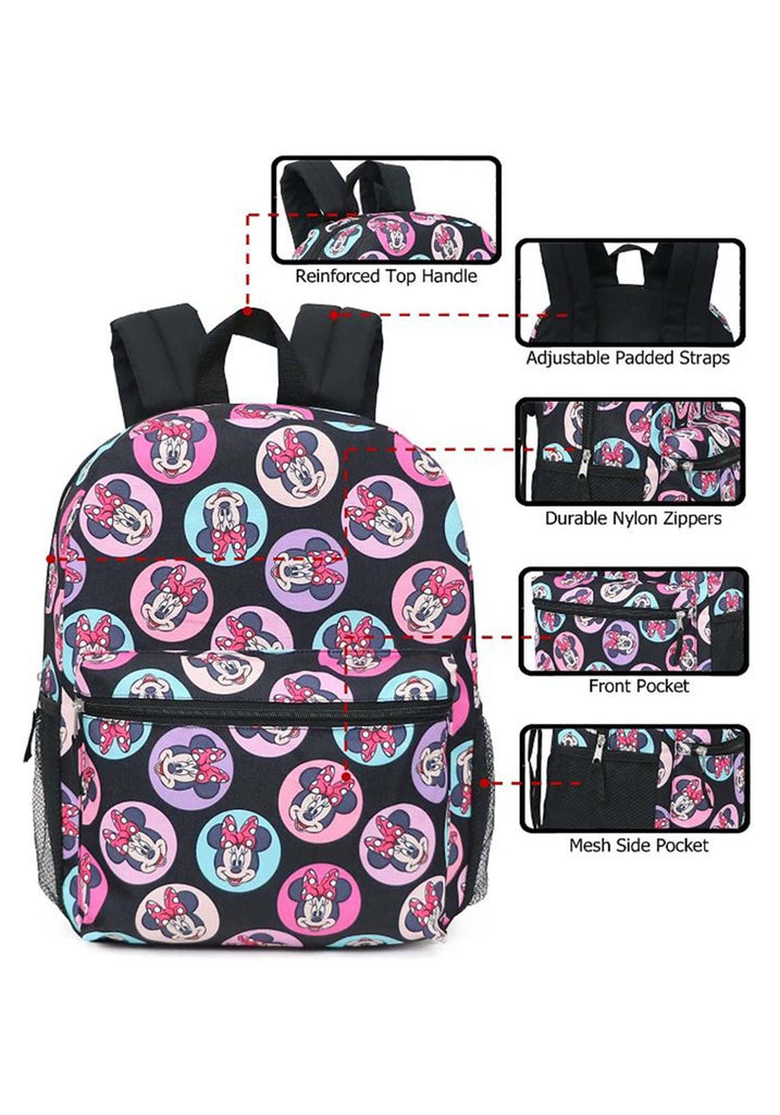 Disney Minnie Mouse Full Size All Over Print 16" Backpack
