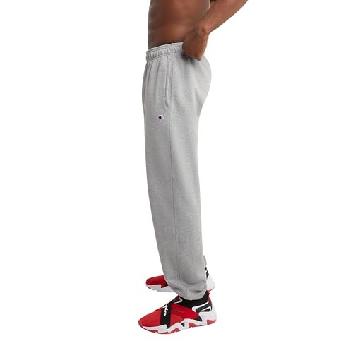 Champion Sweatpants, Powerblend, Fleece, Comfortable Relaxed-Bottom Pants for Men (Reg. or Big, Oxford Gray C Patch Logo, X-Large Tall