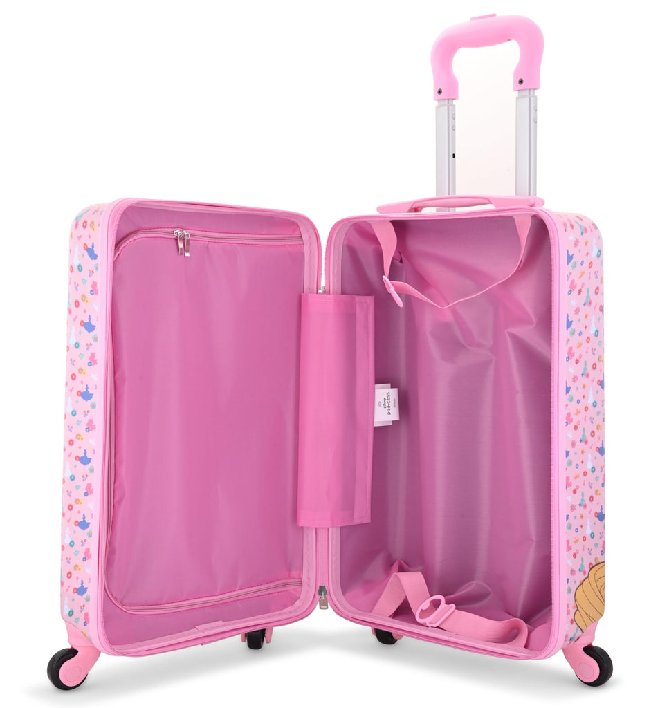 Disney Princess 20" Hardshell Luggage - Tiana Rapunzel Moana Pocahontas Cute & Durable Hard-side Suitcase for Travel with Spinner Wheels 20"x12"x8"