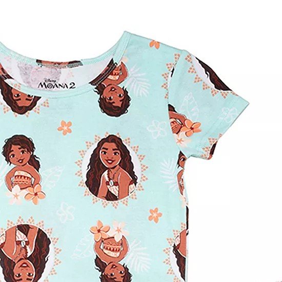 Girls’ Moana & Simea 4pc Pajama Set – 100% Cotton Short Sleeve Tops, Shorts & Pants – Sizes 4, 6, 8, 10