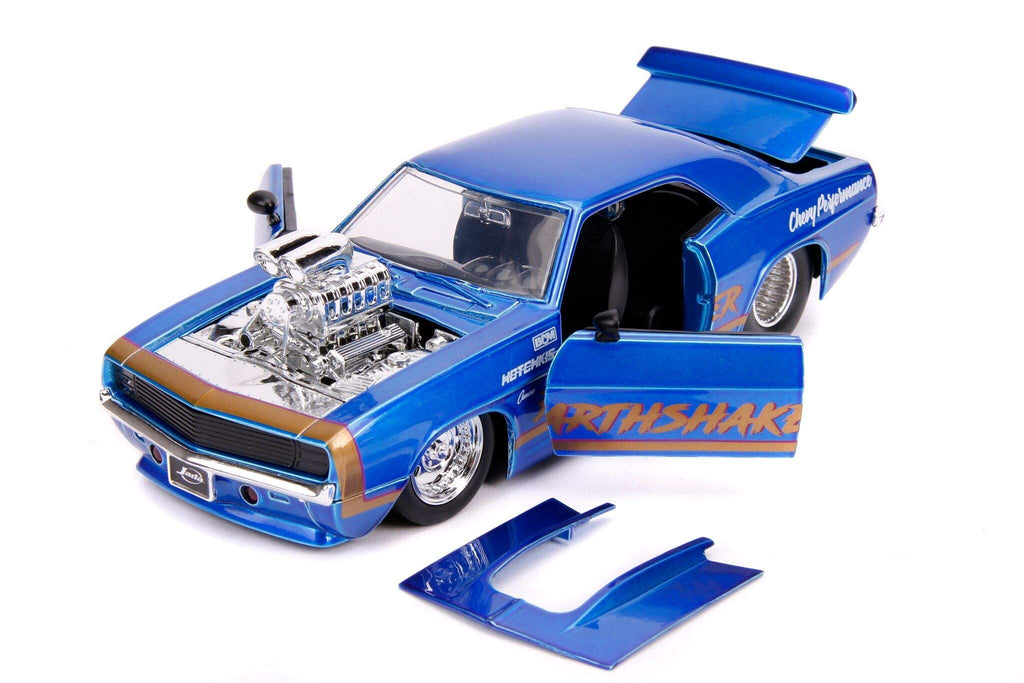 Jada Toys Bigtime Muscle 1:24 1969 Chevy Camaro Earthshaker Die-cast Car Candy Blue, Toys for Kids and Adults