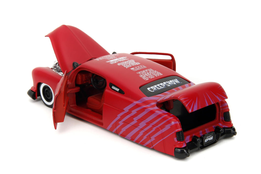 Jada 1951 Mercury Matt Red with Purple Stripes and Creep Diecast Figure Creepshow (1982) Movie Hollywood Rides Series 1/24 Diecast Model Car
