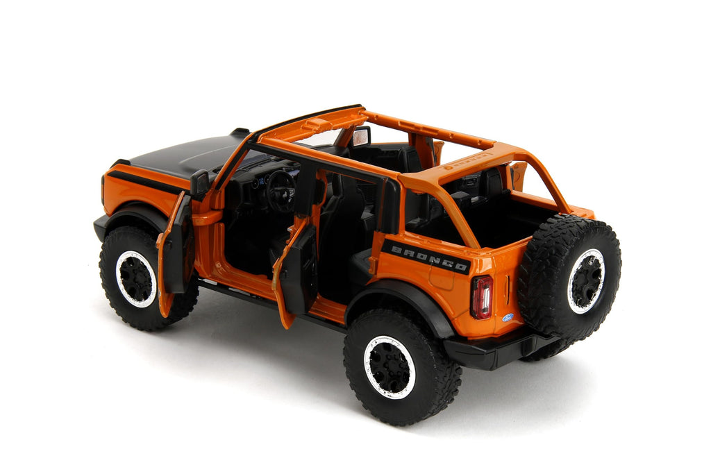 Just Trucks 1:24 2021 Ford Bronco Die-Cast Car & Tire Rack, Toys for Kids and Adults(Orange)
