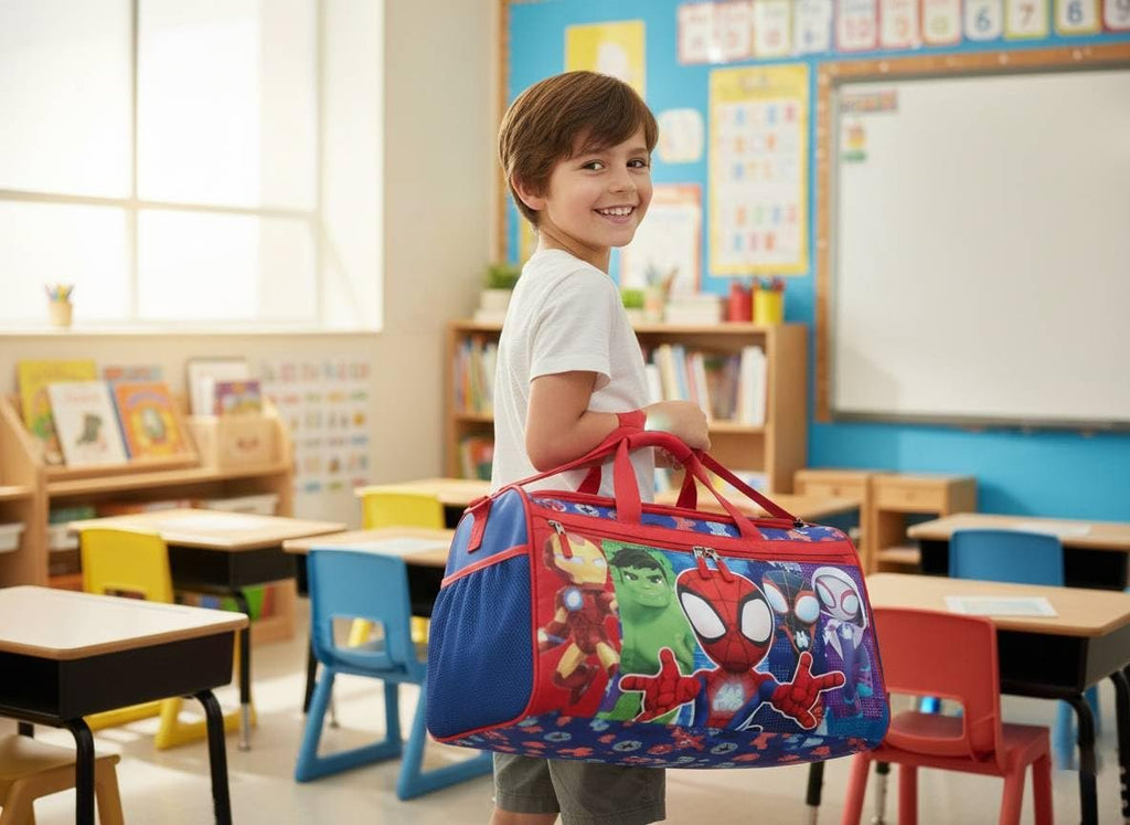 Disney Kids Duffle Bag 16.5" – Travel & Sports Bag with Zipper Pocket, Mesh Side Pockets & Shoulder Strap