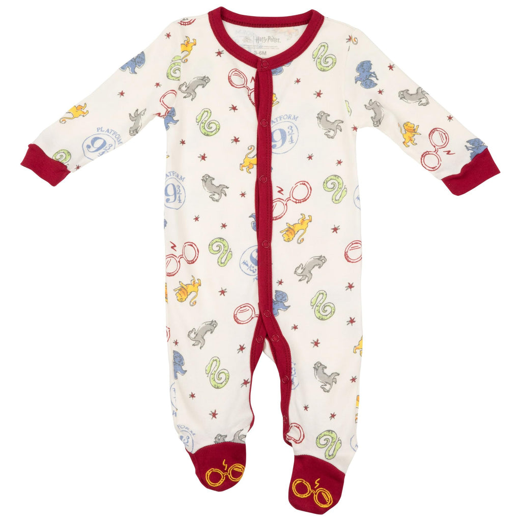 Harry Potter Classic Symbols Infant Bodysuit Pajamas Long Sleeve Baby to Infant Kids Cream