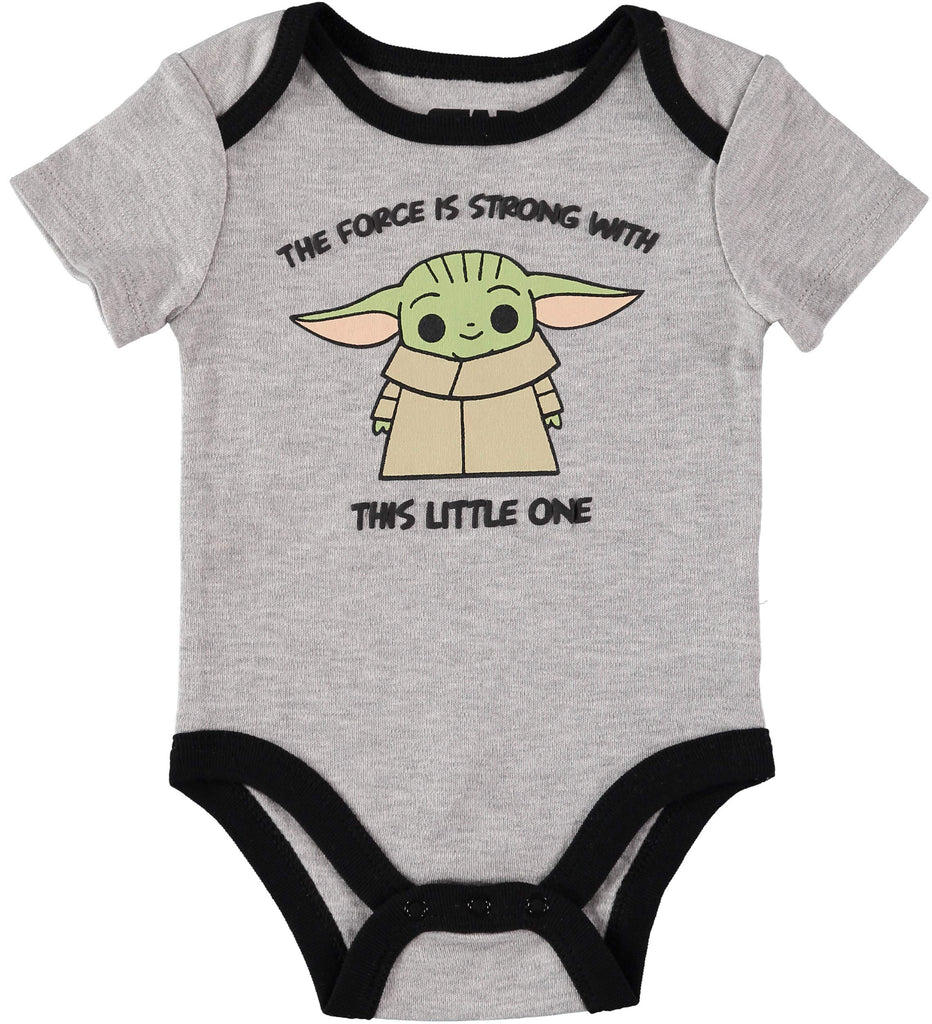 Star Wars The Mandalorian Baby Boys Bodysuit, Pants and Hat Clothing Set - Baby Yoda Baby Clothes (Grey/Green/Black, 6-9M)