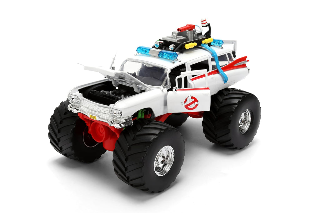 Jada Ghostbusters Ecto-1 Monster Truck Toys - Hollywood Rides Die-cast Vehicle, Opening Doors, 1:24 Scale, Ages 8+