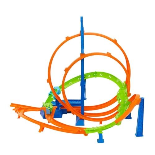 Hot Wheels Track Set, Epic Crash Dash with 5 Crash Zones, Motorized Booster and 1 Hot Wheels 1:64 Scale Toy Car, Easy Storage