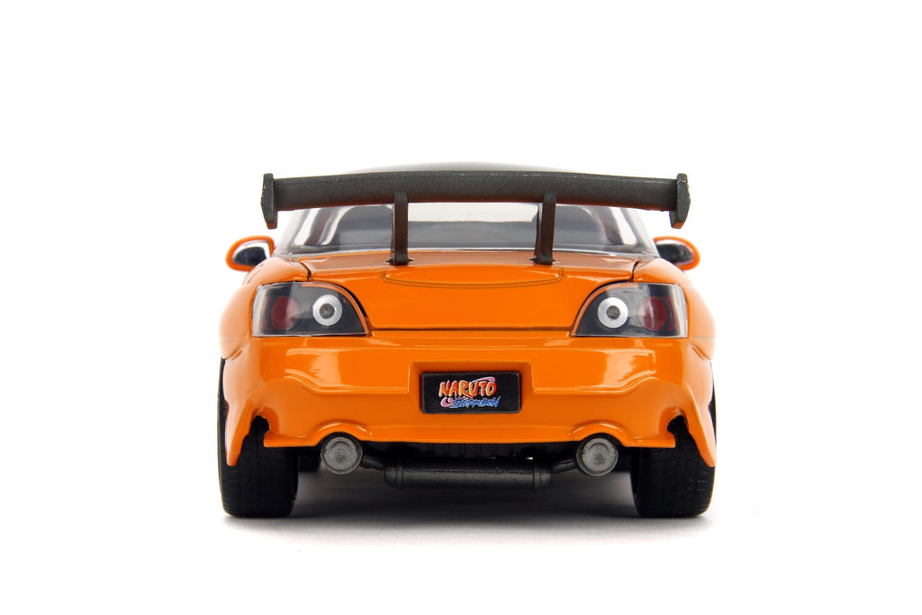Jada 2001 Honda S2000 with Naruto Figure - Die-Cast Vehicle - 1:24 Scale, Opening Doors, Hood & Trunk, Rubber Tires - Hollywood Rides Anime Series - Ages 8+ - Orange/Black
