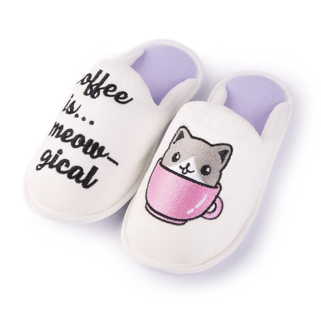 Handcraft Staycation NYC Ladies Funny Quote Scuff Slipper, Plush Non Slip House Slippers for Women, Comfy Soft Sole Bedroom Shoes