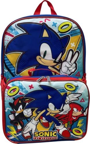 Ruz Sonic The Hedgehog 16 Inch Backpack With Detachable Matching Lunch Box (Sonic II)