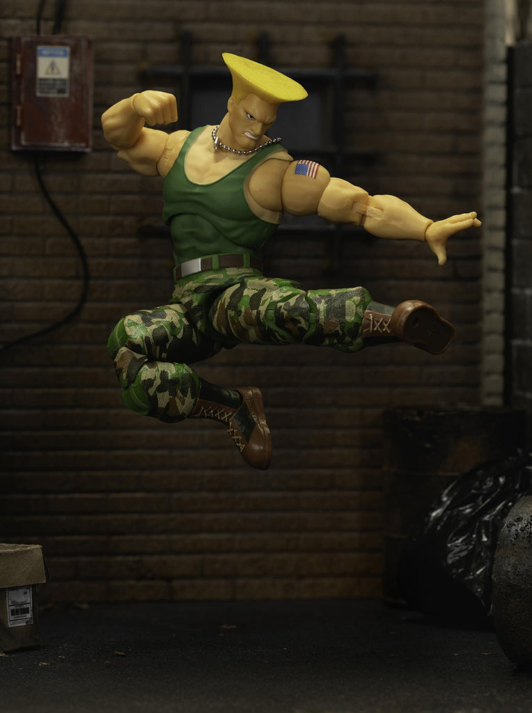 Jada Toys Street Fighter II Guile Action Figure 1:12 Scale, 6" Tall, Interchangeable Heads, Hands & Accessories