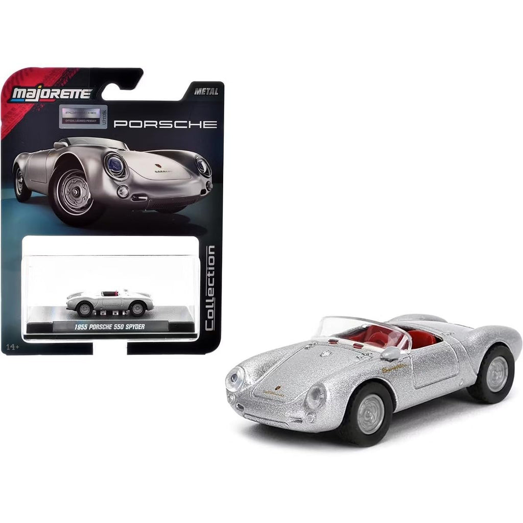 Jada Majorette Collection – 1955 Porsche 550 SPDER 1:64 Die-Cast Model Car with Rubber Tires & Display Case, for Collectors & Adults