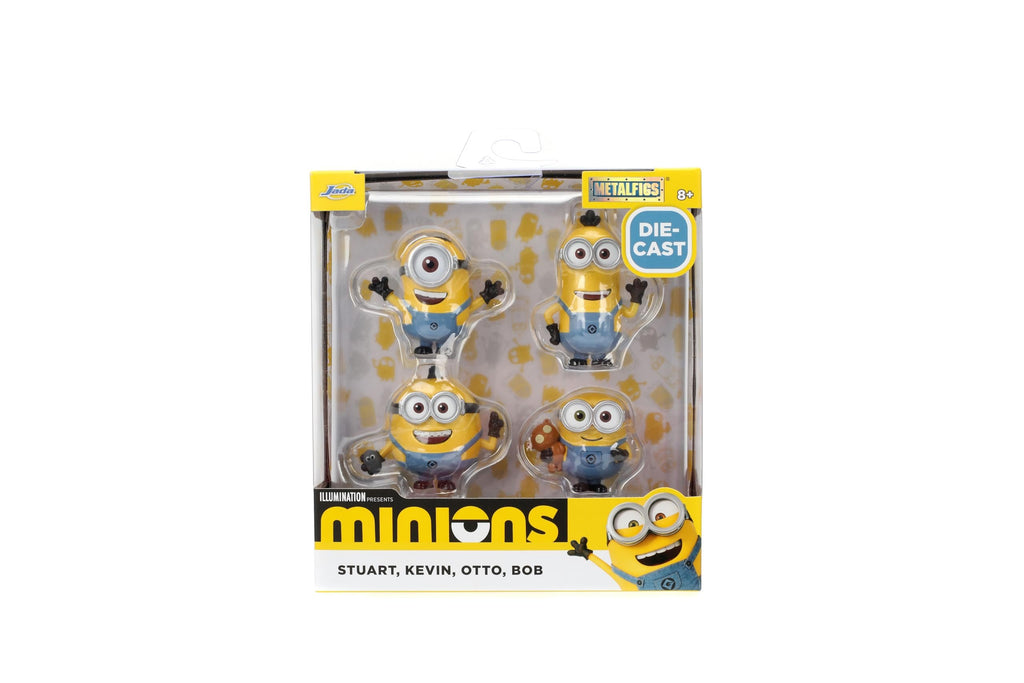 Jada Despicable Me Minions Metalfigs 4-Pack - Stuart, Kevin, Otto, Bob - Collectible 2.5" Metal Figures, Wave 1