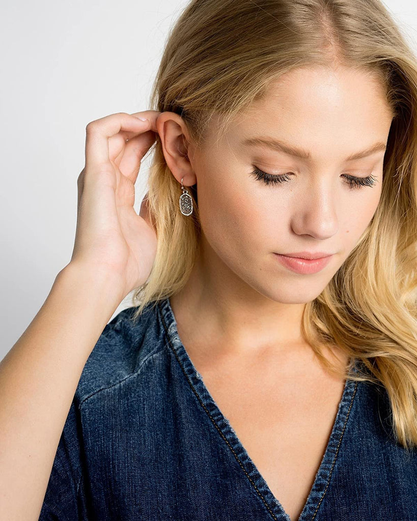 Kendra Scott Lee Bright Silver Drop Earrings In Blue Lapis