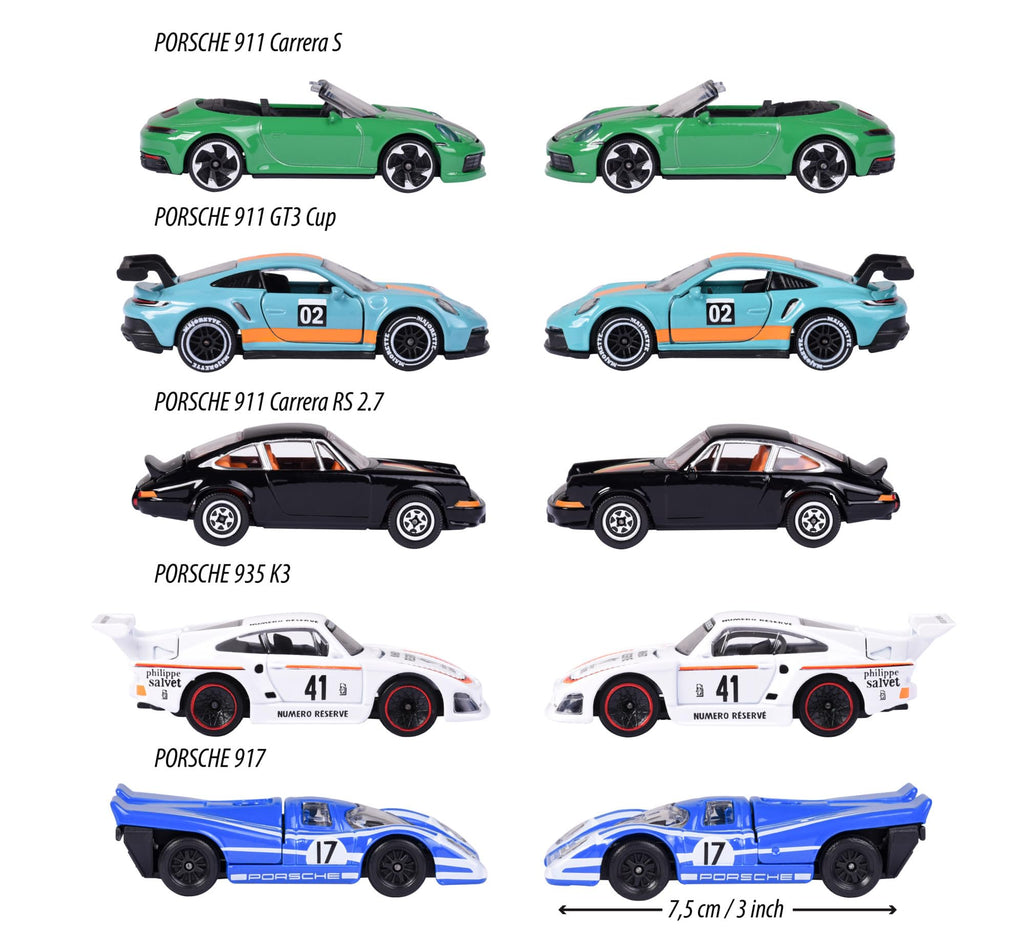 Majorette 1:64 Porsche 5-Pack Giftpack Die-Cast Cars