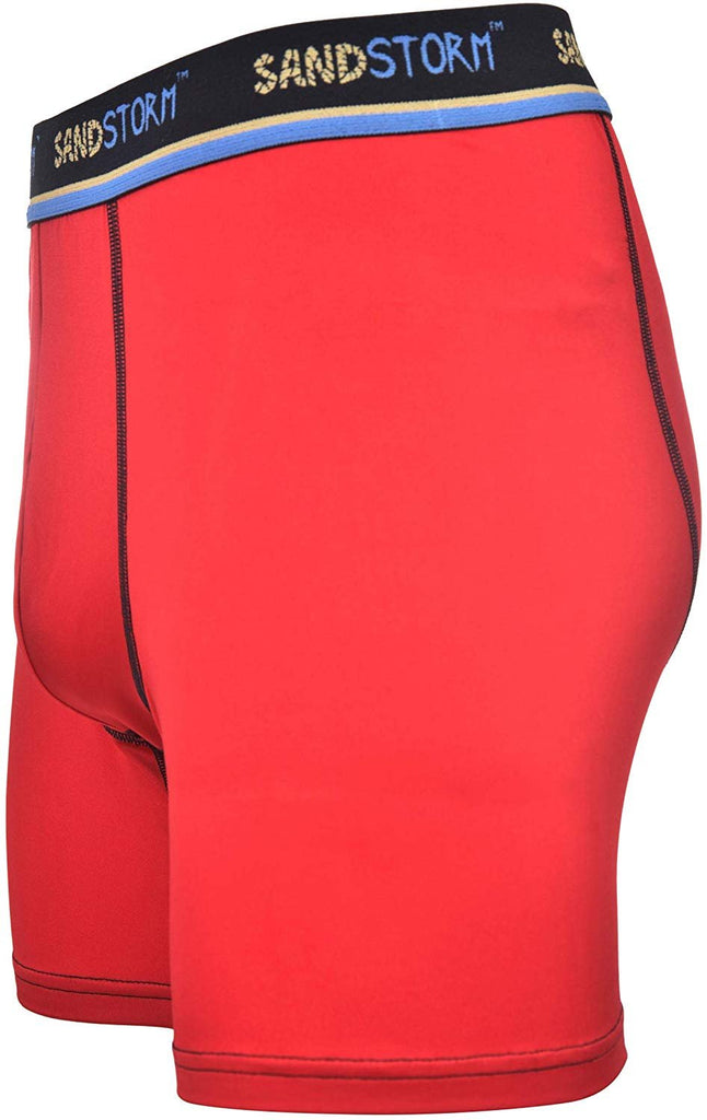 Black/Red Heather/Magnet Gray Sand Storm Mens Performance Boxer Briefs - 6-Pack No-Fly Tagless Breathable Underwear S-5XL Regular or Plus Size